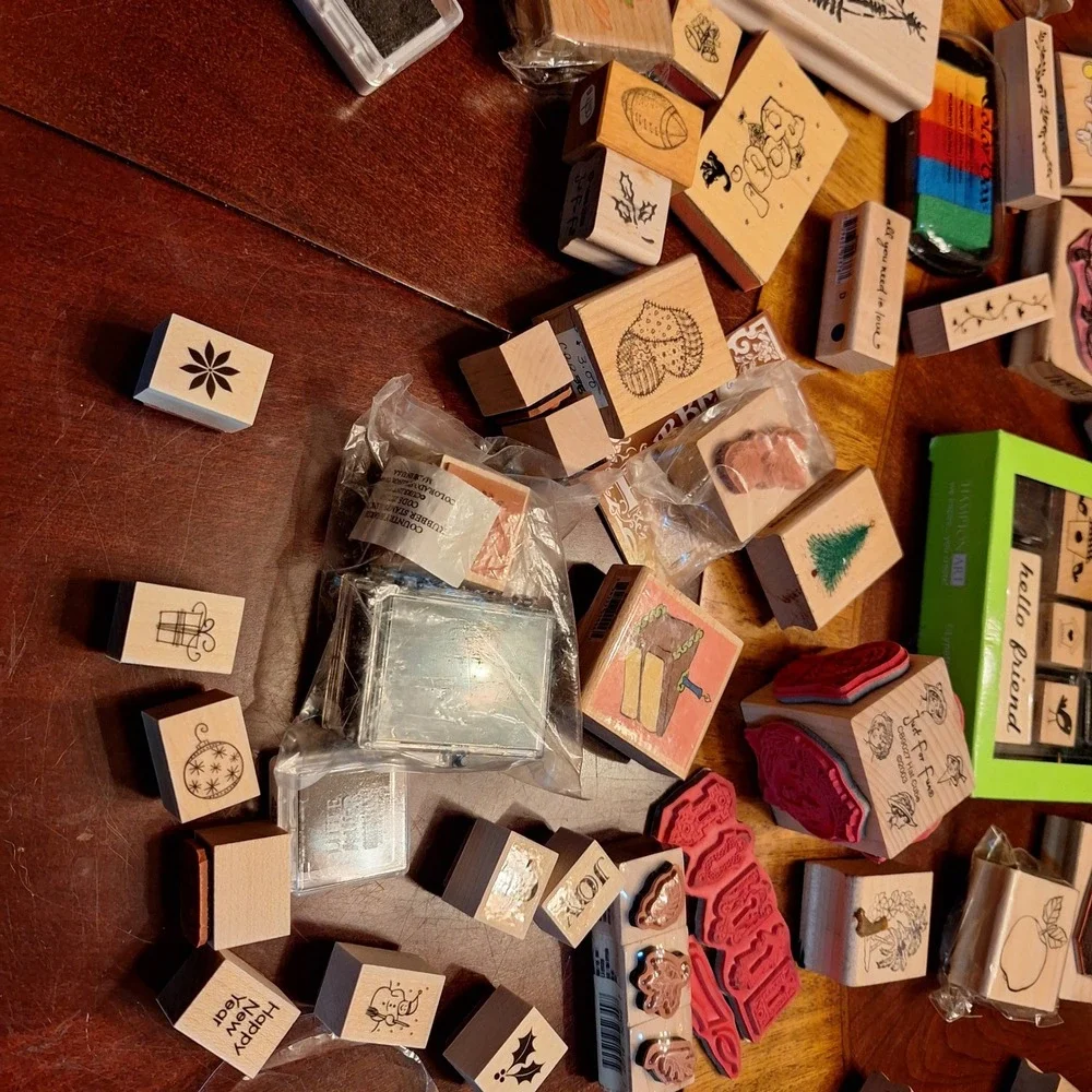 Huge Rubber Stamp Lot Wood Mounted Holiday Nature Studio G Hampton Art Hero Arts